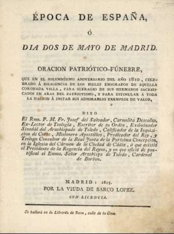 Epoca de España o Día dos de mayo de Madrid :... (1815)
