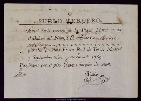[Dos entradas para la] Fiesta Real de Toros,... (1789)