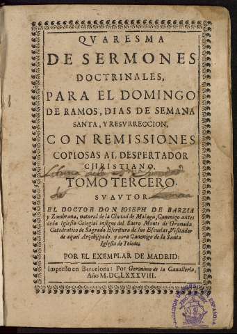 Quaresma de sermones doctrinales para el... (1687)