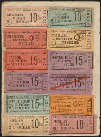 Billetes Tranvía (entre 1905 y 1940)