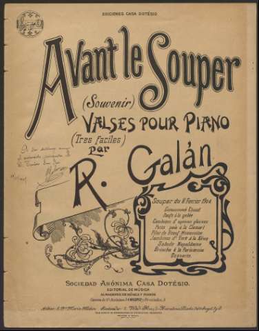Avant le souper : (souvenirs) valses pour piano... (1904)