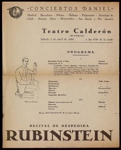Recital de despedida Rubinstein : [sábado 5... (1930)