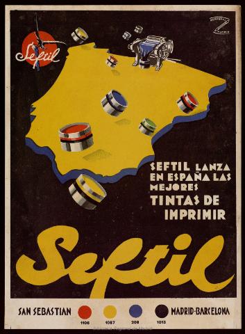 [Cartel publicitario de tintas Seftil] : Seftil... (entre 1920 y 1929)