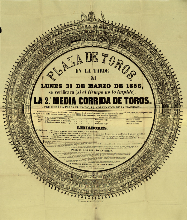Cartel de 1856 con orla circular